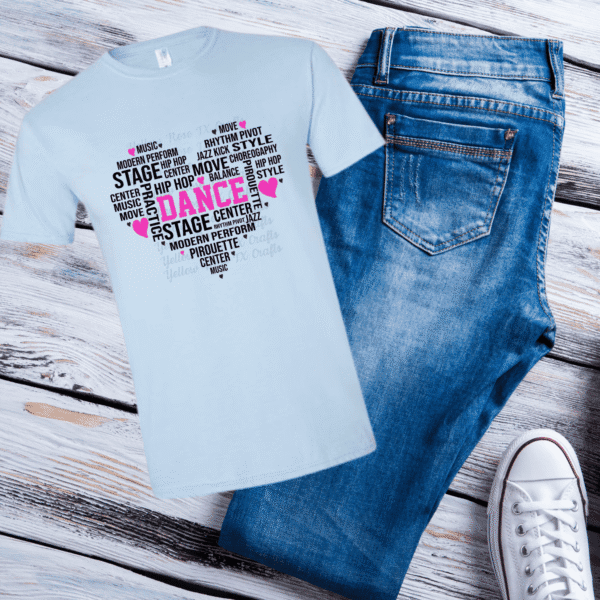 dance heart shirt light blue gildan softstyle