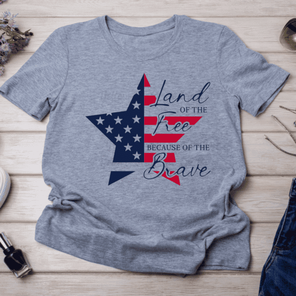 patriotic land of the free shirt with usa star design