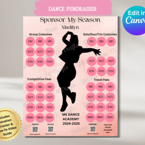 Canva hip hop fundraiser template for dance competitions and costumes.