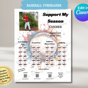 Support My Season Baseball Fundraiser - Baseball Fundraiser Template - Style 1