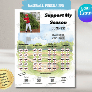 Support My Season Baseball Fundraiser - Baseball Fundraiser Template - Style 2