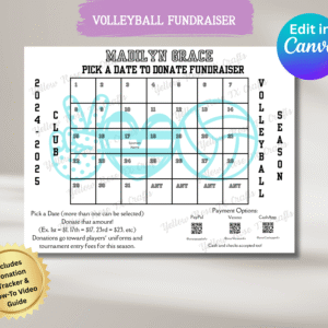 Pick a Date Volleyball Calendar Fundraiser - Volleyball Fundraiser Template - Style 1