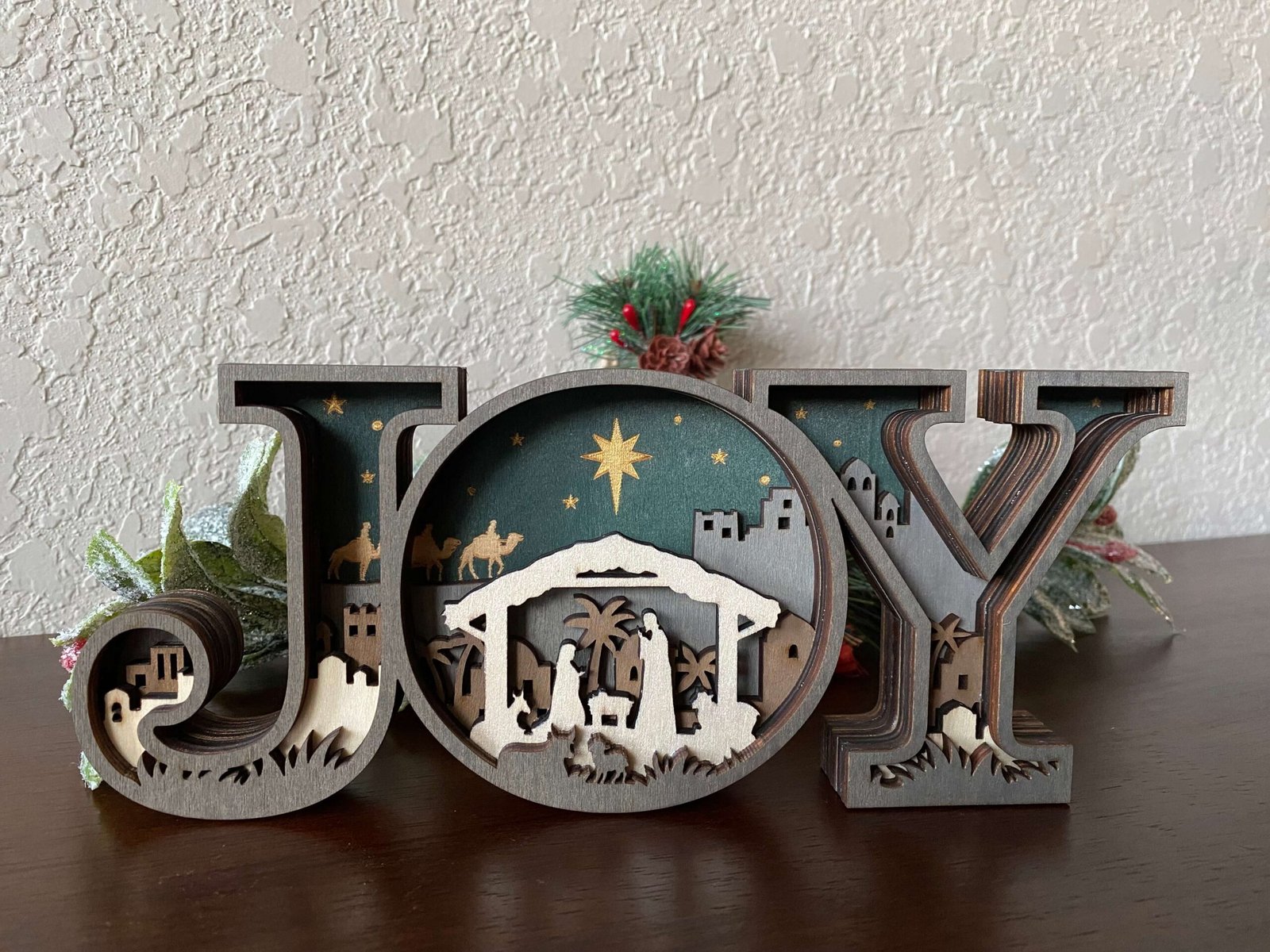 3D Wooden Nativity JOY Christmas Decor | Rustic Christian Holiday Decoration - Image 10