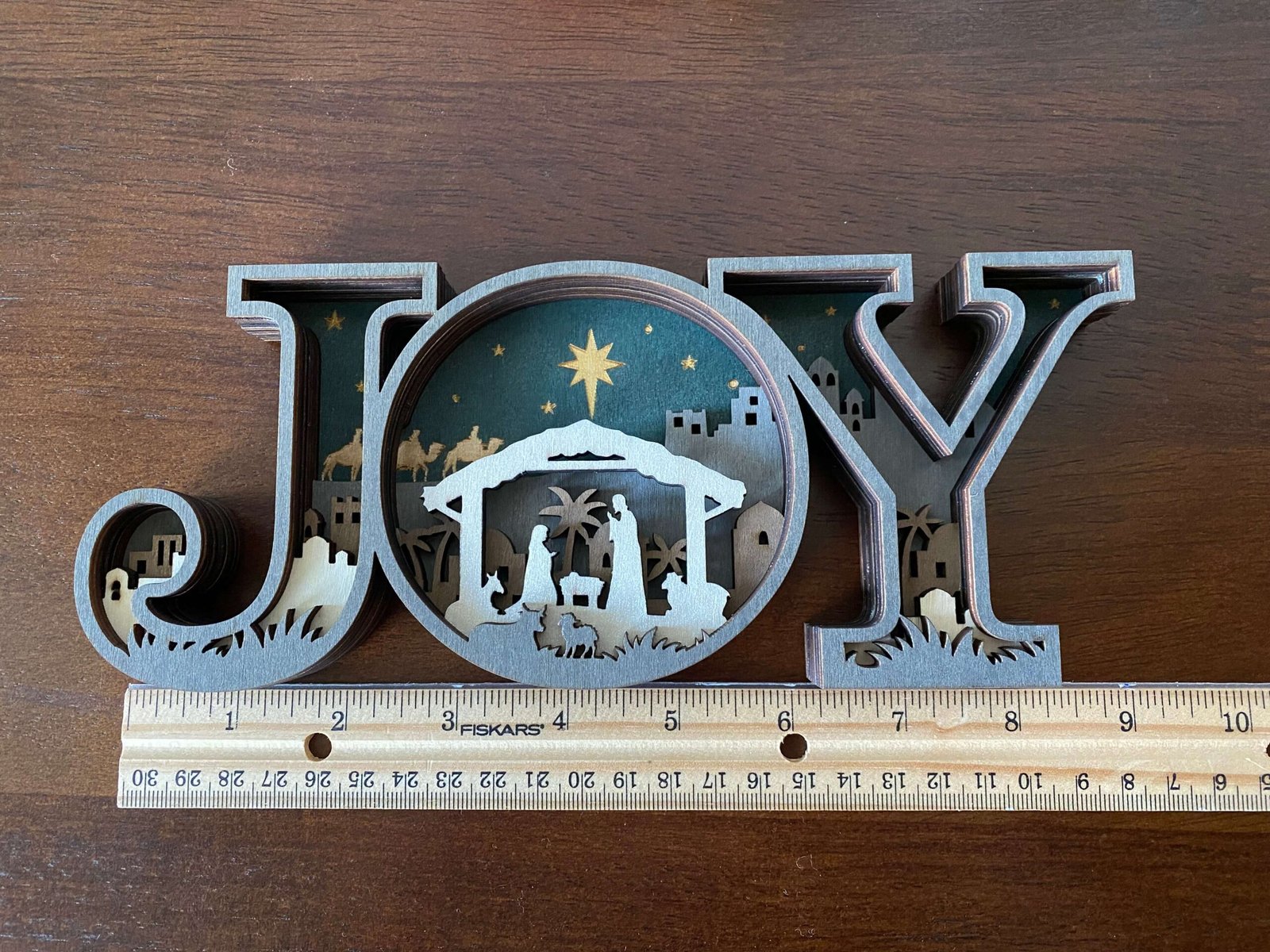 3D Wooden Nativity JOY Christmas Decor | Rustic Christian Holiday Decoration - Image 5