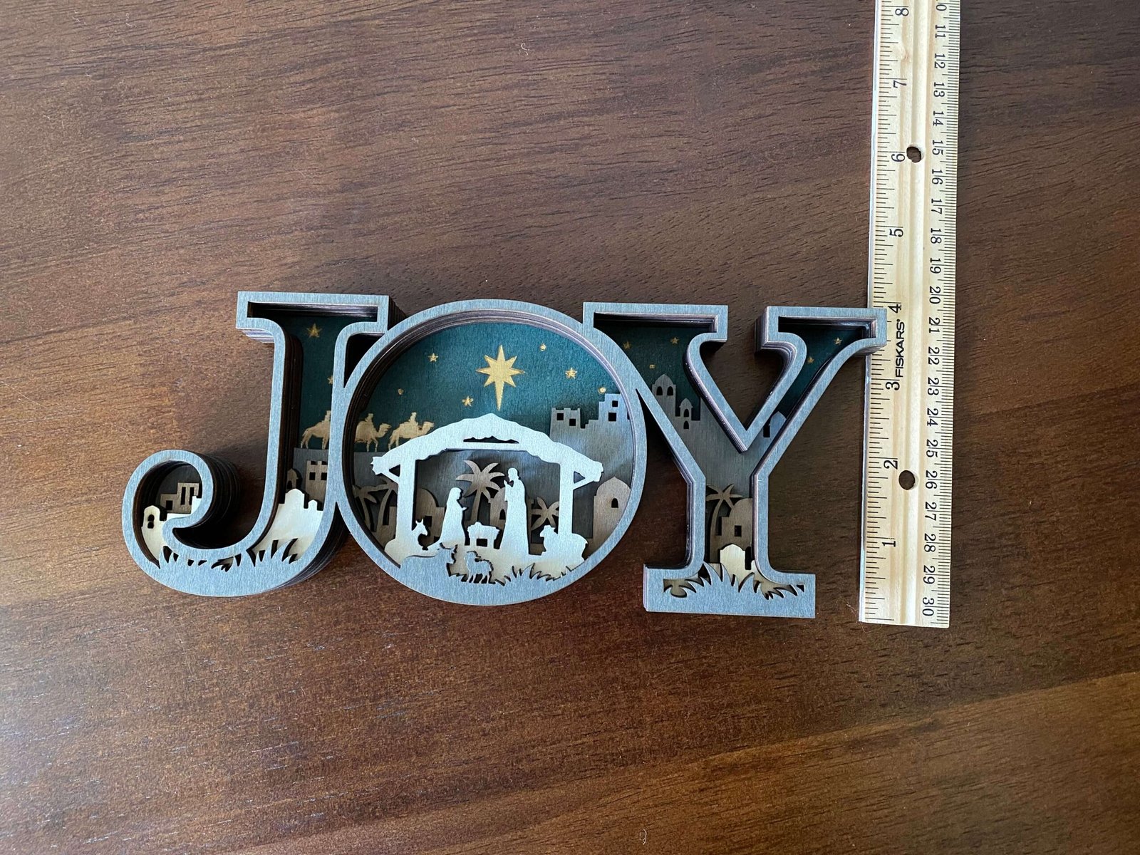 3D Wooden Nativity JOY Christmas Decor | Rustic Christian Holiday Decoration - Image 6