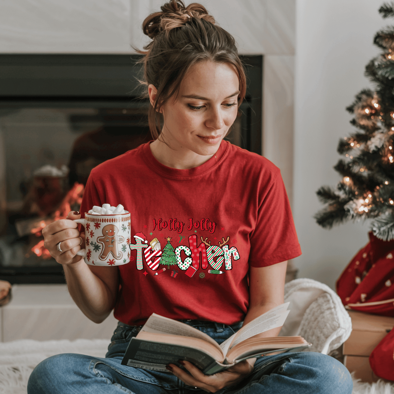 Holly Jolly Teacher Christmas Shirt or Sweatshirt - Image 4