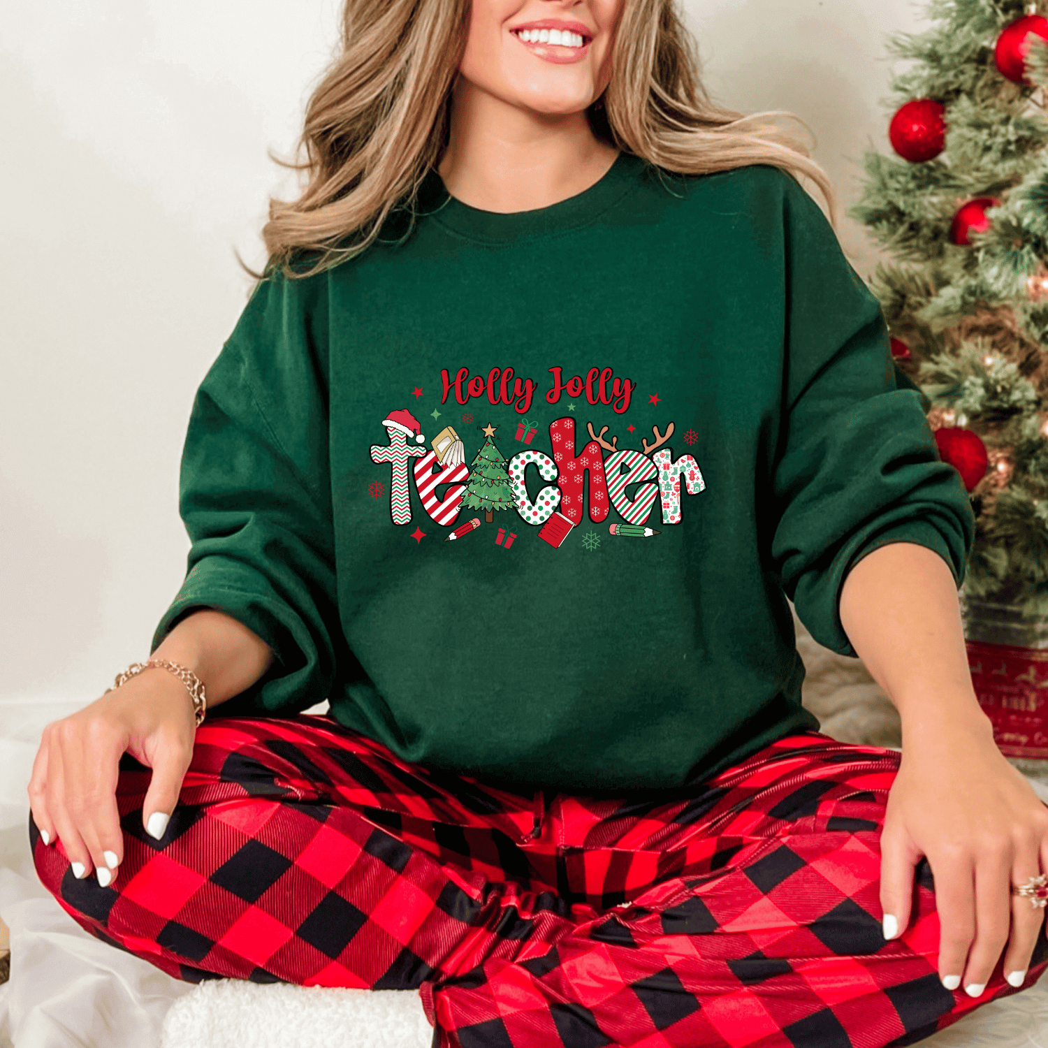 Holly Jolly Teacher Christmas Shirt or Sweatshirt - Image 5