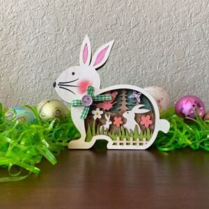 3D Wooden Bunny Easter Decor | Rustic Christian Easter Decoration